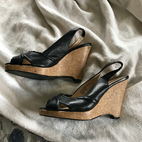 Preview Black Wedge Heels Size 4.5 - Picture 2 of 4